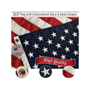 3x5 American Emroidered Durawavez Nylon Flag